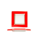 Glass Dinnerware 6" x 6" Square Red Glass Plate (Set of 4)